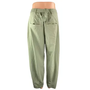 Free People Women's Green High Waisted Pleated Taoered Wide Leg Trousers Pants 6 thumbnail 2