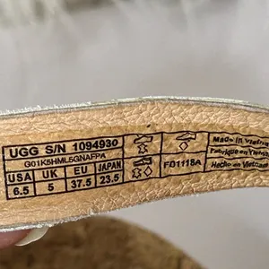 Ugg Ayden II Sandal White Leather Embossed Cork Insole Size 6.5 thumbnail 8