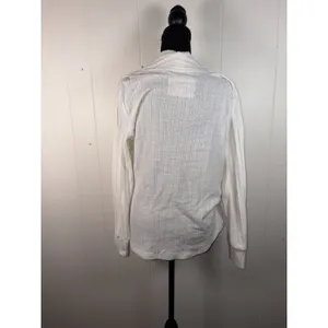 Maeve Anthropologie Women's Ivory Rafaela Hacci Surplice Front‎ Top Sweater M thumbnail 3