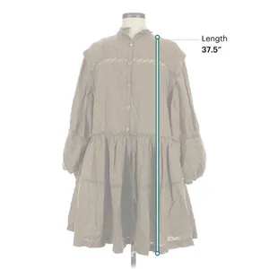 PILCRO Anthropologie Olive Swiss Dot Lace Trim Babydoll Mini Dress M Boho thumbnail 3