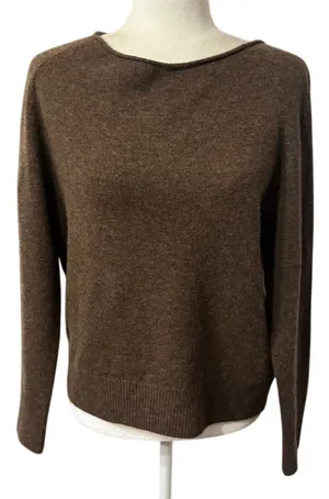 Quince 100% Mongolian Cashmere Boatneck Sweater, Brown, Size XS thumbnail 1