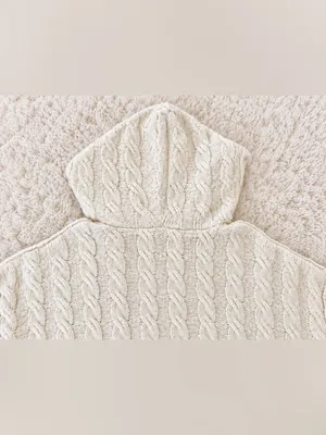 American Eagle Soft & Cozy Cable Knit Hoodie Sweater – Cream/Ivory – XL thumbnail 10