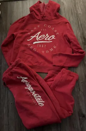 Aeropostale Juniors Large Hoodie & Sweat Pant Set Red Y2K thumbnail 1