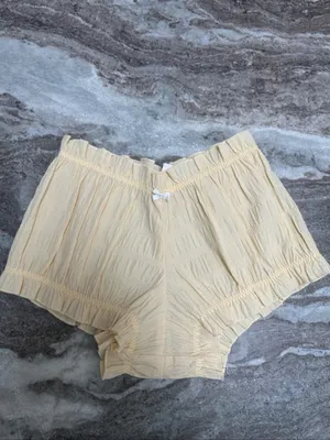 NEW For Love & Lemons Puckered Gingham Bloomer Short Pale Yellow Sz S & M thumbnail 6