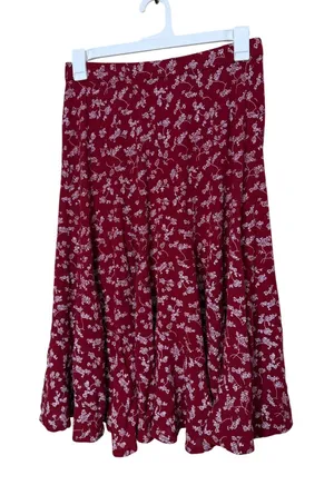 Vintage Wilderland‎ Red Floral Maxi Skirt Size M/L thumbnail 1