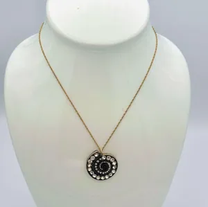 Vintage-Inspired Spiral Rhinestone Pendant Necklace thumbnail 2