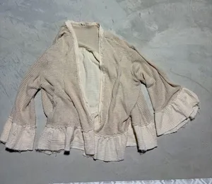 POL Women's Cream Ruffle Hem Knit Cardigan Sweater boho medium thumbnail 1
