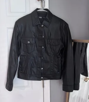 ZARA Leather Jacket Black thumbnail 1