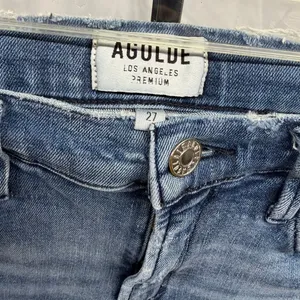 Agolde $148 Women's‎ Sz 27 Sophie Mid-Rise Light Wash Distressed Raw Hem Jeans thumbnail 3