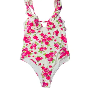 Betsey Johnson One Piece Ruffle Floral Swimsuit Padded Love Always Size XL NWT thumbnail 4
