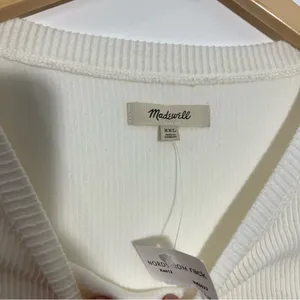 New Madewell Ribbed‎ Long Sleeve Knot-Front Top Ivory XXL Minimalist Casual thumbnail 6