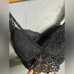 Aerie Black Eyelet Lace Bralette Size Small thumbnail 5