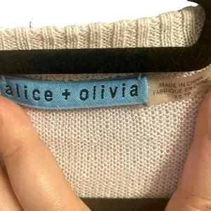 Alice + Olivia 100% Linen Beige‎ Crop Beach Sweater Size XS thumbnail 3
