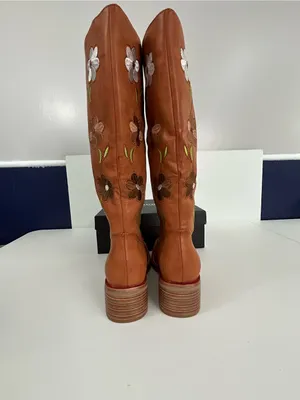 VBDB Brown Floral Embroidered Women’s Knee High Boots Size 9 NIB thumbnail 8