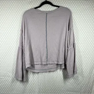 Free People We The Free‎ Light Purple Waffle Knit Dahlia Bell Sleeve Top thumbnail 6