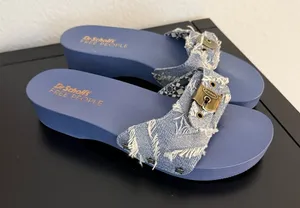 Free People Denim Strap Blue Platform Sandals thumbnail 1