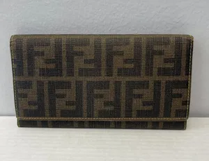 Fendi Tobacco/Yellow Zucca Coated Canvas & Leather Long Wallet - Preowned thumbnail 1