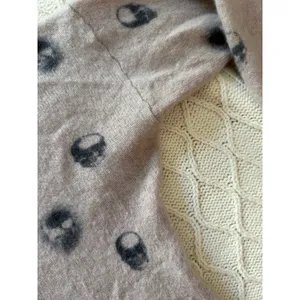 Skull Cashmere 100% Cashmere Skull Print Sweater | Women's Small | Taupe/Blush thumbnail 5