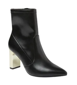 NWT A New Day Low Shaft Heeled Boots Faux Leather 94637414 Black / Gold 7M thumbnail 1