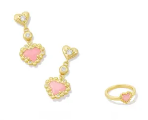 Kendra Scott Anna Framed Linear Earrings & Band Ring features pink heartshaped 7 thumbnail 1