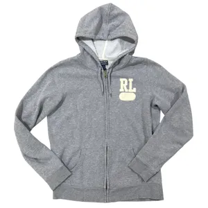VTG Ralph Lauren RL 67 Grey Full Zip Hoodie Sweatshirt Women's L LG Cotton Blend thumbnail 1