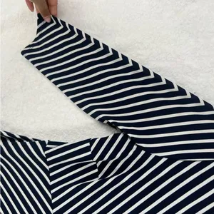 Roz & Ali Nautical Navy Blue White Striped Stretch Jersey Knit Keyhole‎ Dress thumbnail 5