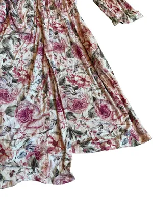 Posh Peanut Rose Print Robe Bumblebee Tie Waist Stretch Maternity Nursing Large thumbnail 7