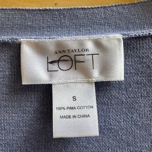 Ann Taylor LOFT Periwinkle Blue 100% Pima Cotton V-Neck Cardigan Sweater Small thumbnail 6