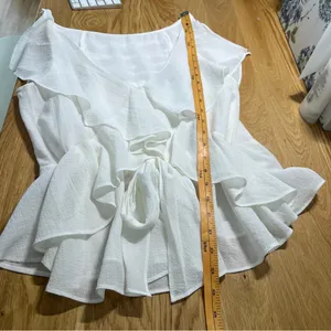 Max Studio Lightweight‎ Gauzy Layered Ruffle Sleeveless Peplum Top Feminine thumbnail 12