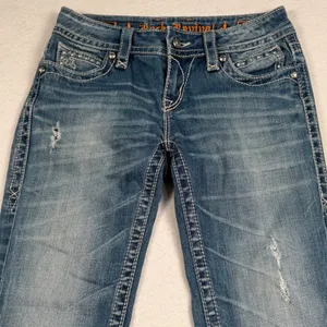 Rock Revival Noelle Capri Jeans Women 28 Blue Medium Wash Embellished Buckle Y2K thumbnail 2