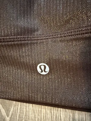 Lululemon 10 Asymmetrical Ribbed Sports Bra Espresso Brown Shine‎ Shimmer Top thumbnail 3