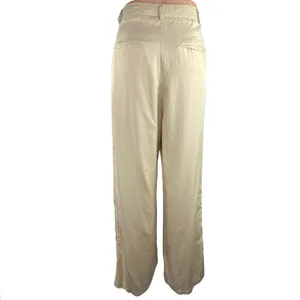 Et Clet Cream High Rise Pleated Career Cozy Ankle Wide Leg Trouser Pants Size M thumbnail 3