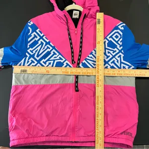 PINK Victoria's Secret Windbreaker Women M/L Pink Blue Good Sherpa Lined Jacket thumbnail 9