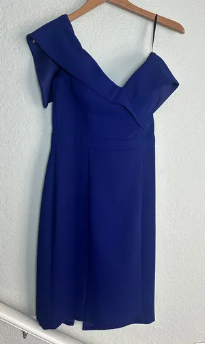 Xscape One-Shoulder Cocktail Dress Classic Evening Event Wedding Blue Purple thumbnail 1