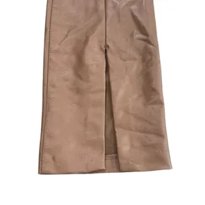 Abercrombie Faux Leather Pants Camel Brown Ultra High Rise Split Hem 4 27 thumbnail 6