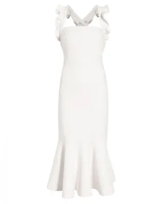 NWT Likely Hara White Ruffle Mermaid Midi Dress 2 thumbnail 3