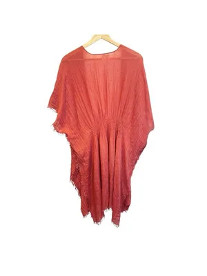 Melrose & Market Beach Cover Up Kimono One Size Rust Color Boho Fringe NWT thumbnail 3