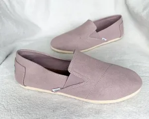 TOMS Woman’s Pink Canvas Slip On Flats Shoes Size 9.5 thumbnail 1