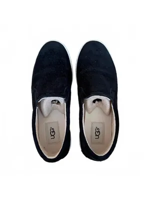 UGG Fierce Geo Perforated Suede Slip-On Sneakers Shoes Black Women's Size 7 thumbnail 4
