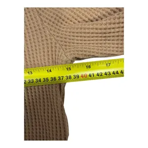 Aerie Tan Waffle Knit Mock Neck Crop Long Sleeve Top M thumbnail 4