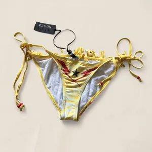 Affliction Yellow Fringe Statement Bikini Bottoms| Size XS McBling Y2K thumbnail 2