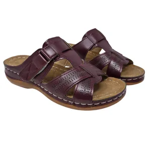 Orthopedic Faux Leather Burgundy Slip On Wedge Sandals Comfort Shoes Size 39 thumbnail 9