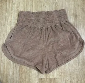 Abercrombie & Fitch High-Waist Terry Lounge Shorts - Taupe Brown thumbnail 1