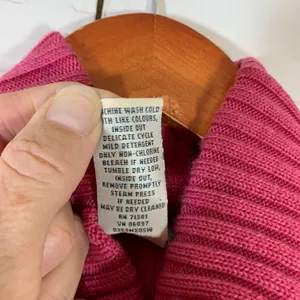 LL Bean Pink 100% Merino Wool Ribbed Turtleneck Sweater XL Regular 0RH25 Preppy thumbnail 4