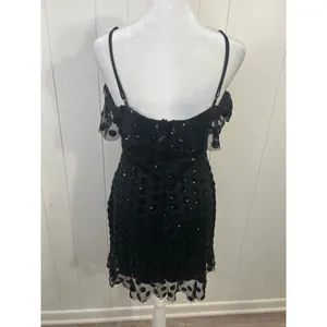 Altar'd State Sparkle Polka Dot Dance Party Homecoming Mini Dress Black Size M thumbnail 6