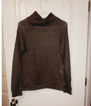 Wrangler Golden Rope Cowl Neck Button Knit Pullover Sweater thumbnail 3