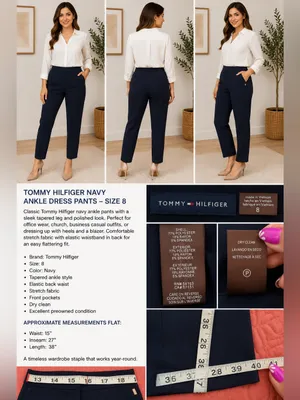 Tommy Hilfiger Navy Ankle Pants - Tapered Work Trousers thumbnail 2