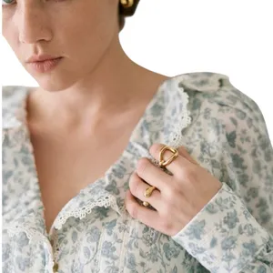 SEZANE Women’s Alexiana Blouse Blue Floral Print Quilted Long Sleeve thumbnail 2