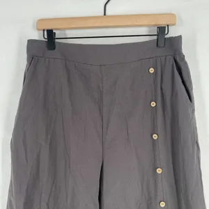 Coco + Carmen Wide Leg Pants Womens L\XL Gray Cotton High‎ Rise Elastic Waist thumbnail 2
