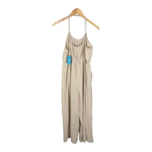 Cupshe Neutral Tie Waist Wide-leg Jumpsuit Beige Semi-sheer Size Large NWT thumbnail 5